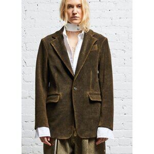 NWT R13 Shrunken Suede Leather Blazer Jacket Brown Olive Green Size XS